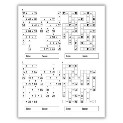 inside image of Timed Tests: Addition and Subtraction Math Drills