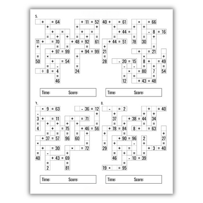 inside image of Timed Tests: Addition and Subtraction Math Drills