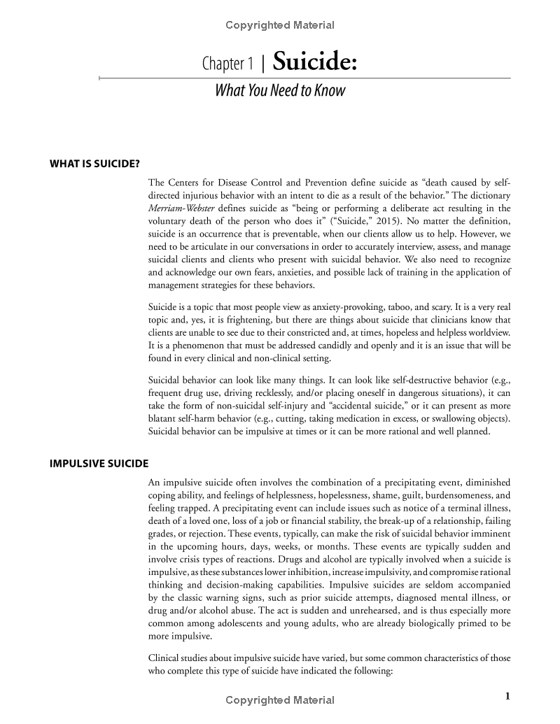Chapter 1: Suicide (What You Need to Know)