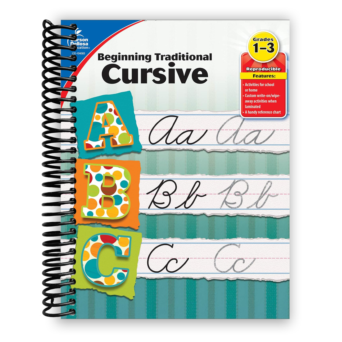 Carson Dellosa Beginning Traditional Cursive Handwriting Workbook for Kids, Handwriting Practice for Cursive Alphabet and Numbers (Spiral Bound)