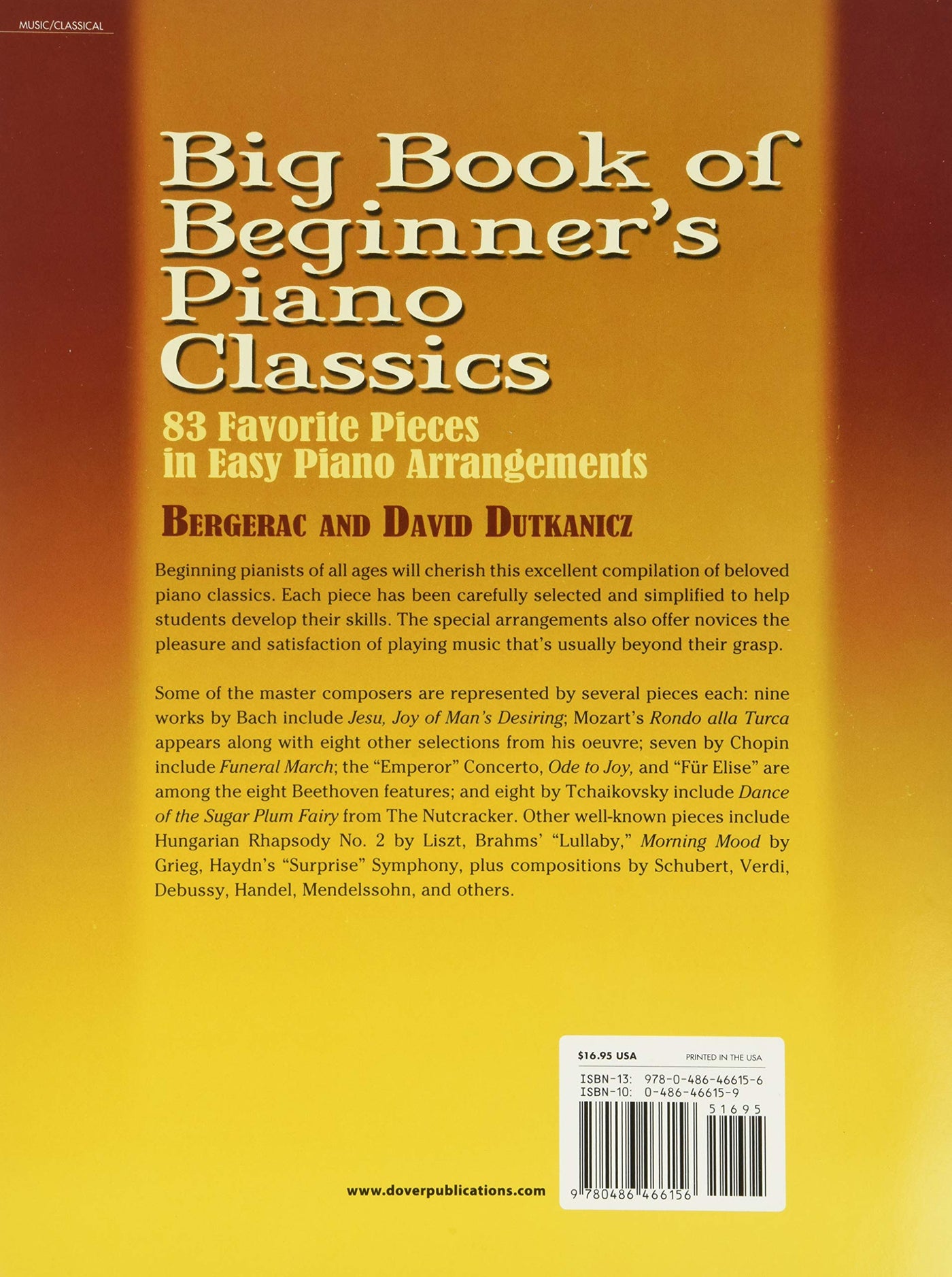Back cover of Big Book of Beginner's Piano Classics