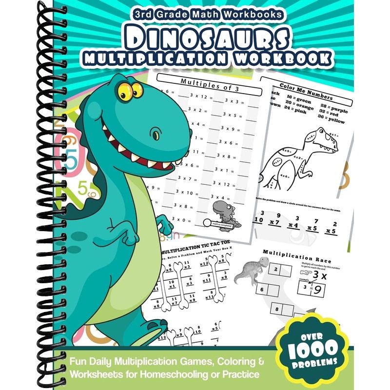 3rd Grade Math Workbooks Dinosaurs Multiplication Workbook: Fun Daily ...