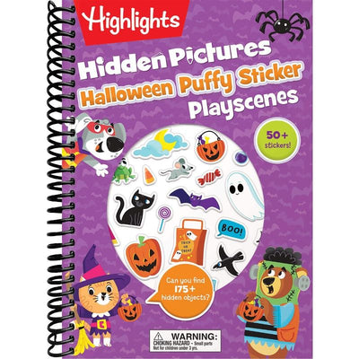 Halloween Hidden Pictures Puffy Sticker Playscenes: Over 50 Reusable Halloween Stickers to Decorate, Find Over 175 Hidden Objects, Solve Mazes and More (Highlights Puffy Sticker Playscenes) front cover