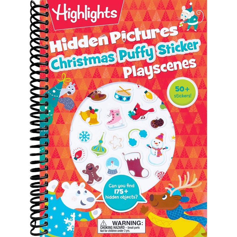 Christmas Hidden Pictures Puffy Sticker Playscenes: Christmas Stocking Stuffer for Kids 3-6, Activity Book with Christmas Puzzles, Stickers, Mazes and More (Highlights Puffy Sticker Playscenes)
