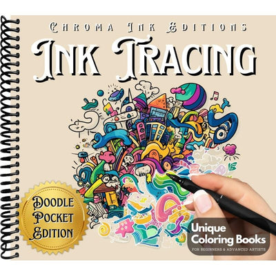 Waidly Entertaining Ink Tracing Cozy Doodles: A Pocket-Size Stress Relief Coloring Book: No Colors Needed, Just One Black Pen front cover