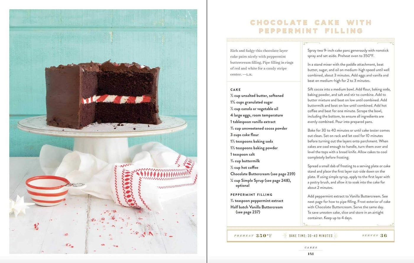 Page 141: Chocolate Cake with Peppermint Filling