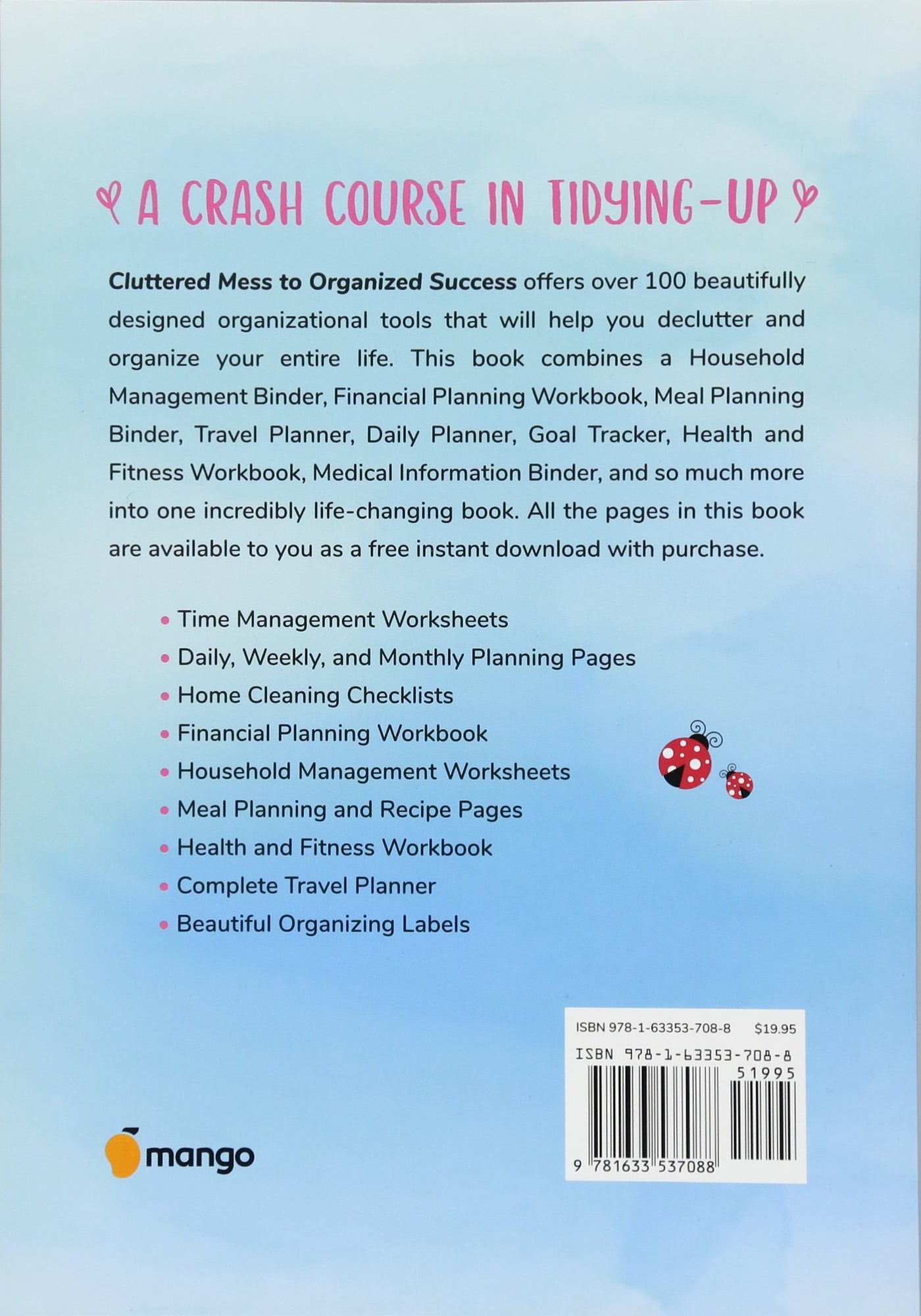 Back cover of Cluttered Mess to Organized Success Workbook