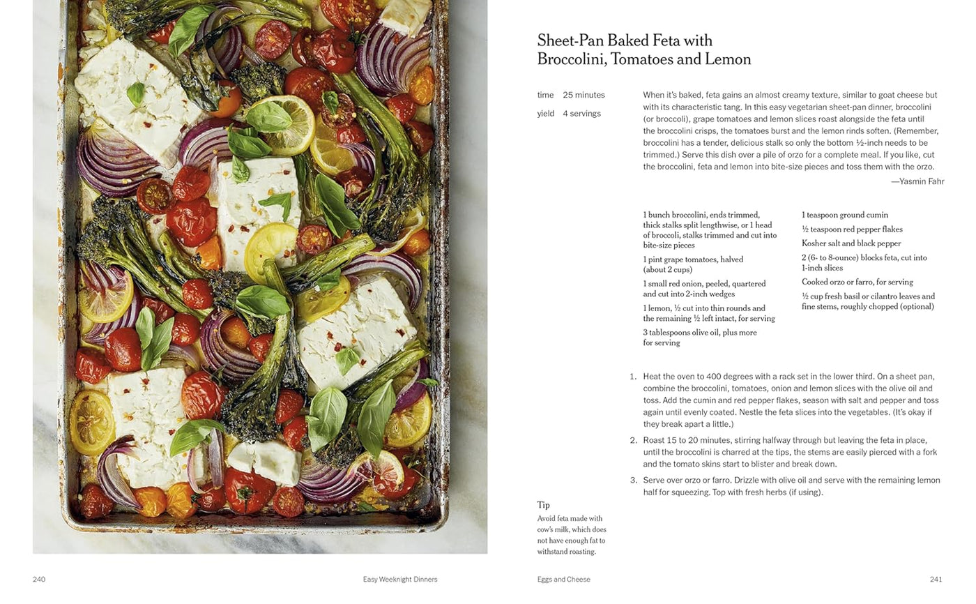 Pages 240 to 241: Sheet-Pan Baked Feta with Broccolini, Tomtoes, and Lemon