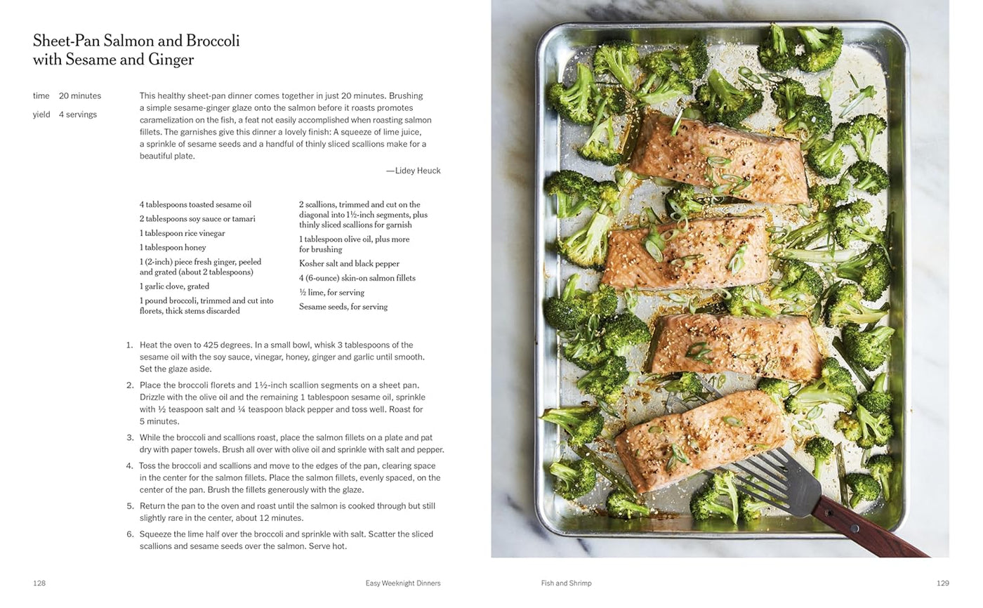 Pages 128 to 129: Sheet-Pan Salmon and Broccoli with Sesame and Ginger