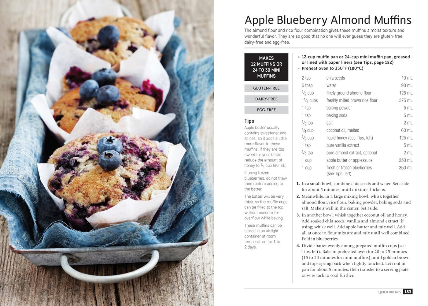 Page 183: Apple Bluberry Almond Muffins