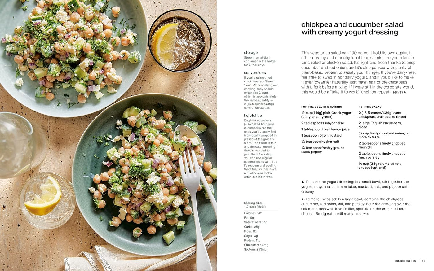 Chickpea and Cucumber Salad with Creamy Yogurt Dressing