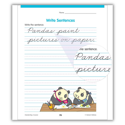 inside page of Carson Dellosa Cursive Handwriting Workbook for Kids