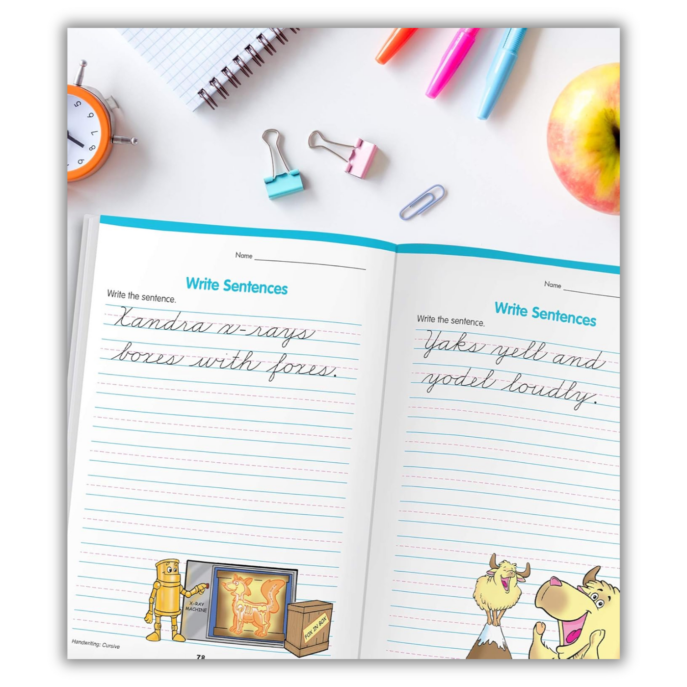 inside page of Carson Dellosa Cursive Handwriting Workbook for Kids