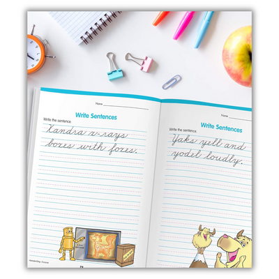 inside page of Carson Dellosa Cursive Handwriting Workbook for Kids