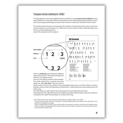 Page 9: Tongue drum tablature