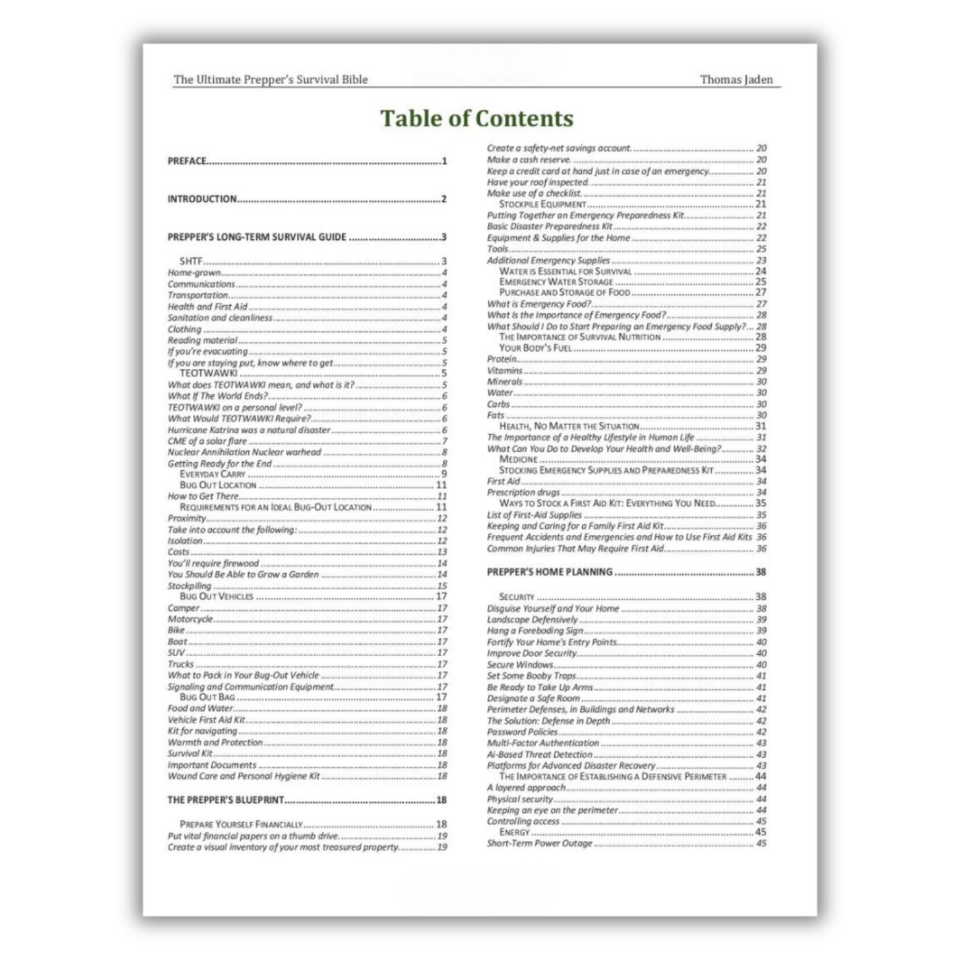 Table of Contents