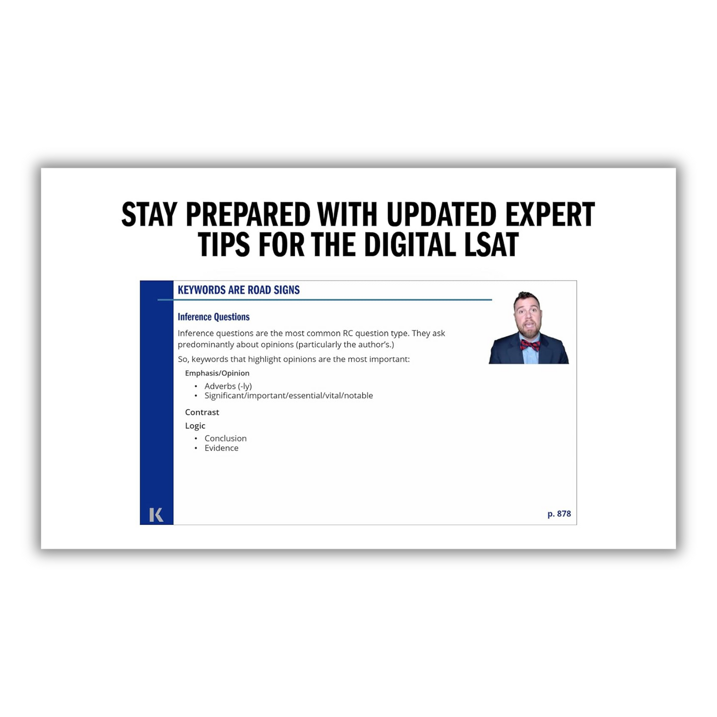 Inside page saying "Stay prepared with updated expert tips for the Digital LSAT"