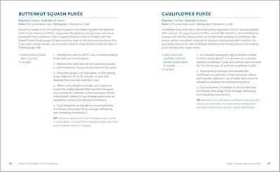 Pages 46 to 47: Butternut Squash Puree & Cauliflower Puree