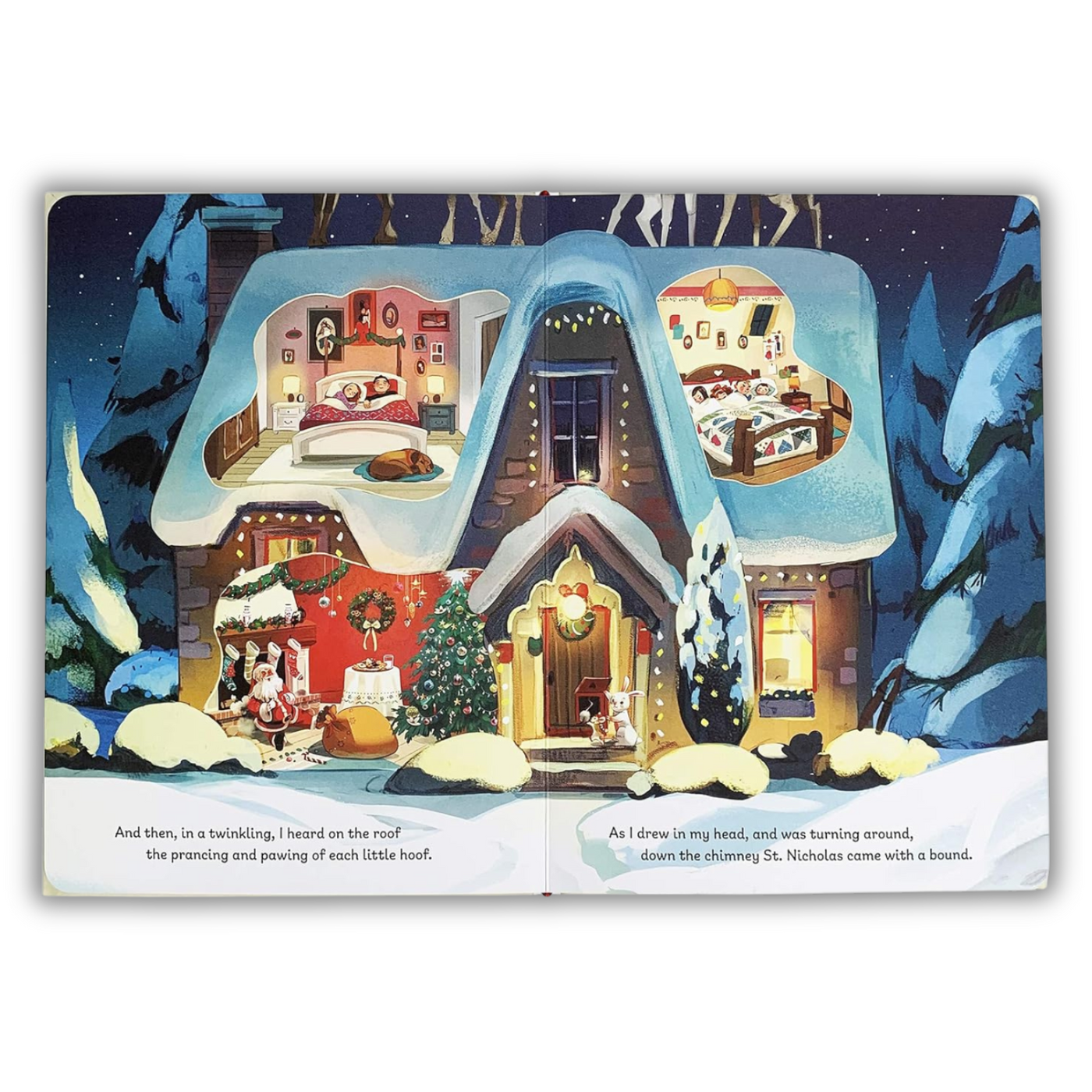 Inside page (Part of the story that talks about hearing Santa on the roof with the image of the house as the background)
