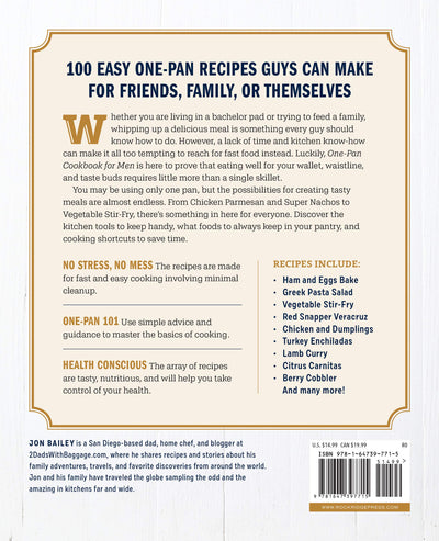 Back cover of One Pan Cookbook for Men