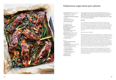 Pages 152 to 153: Puttanesca-Style Sheet Pan Salmon