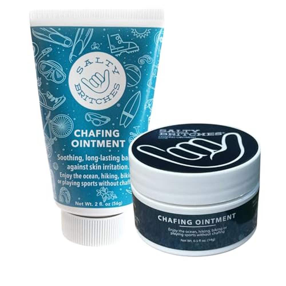Salty Britches® Chafing Ointment | Protective Barrier Against Chafing and Irritation | Provides Soothing Relief for Skin Irritation (2oz Tube + 0.5oz Jar Pack of 1)