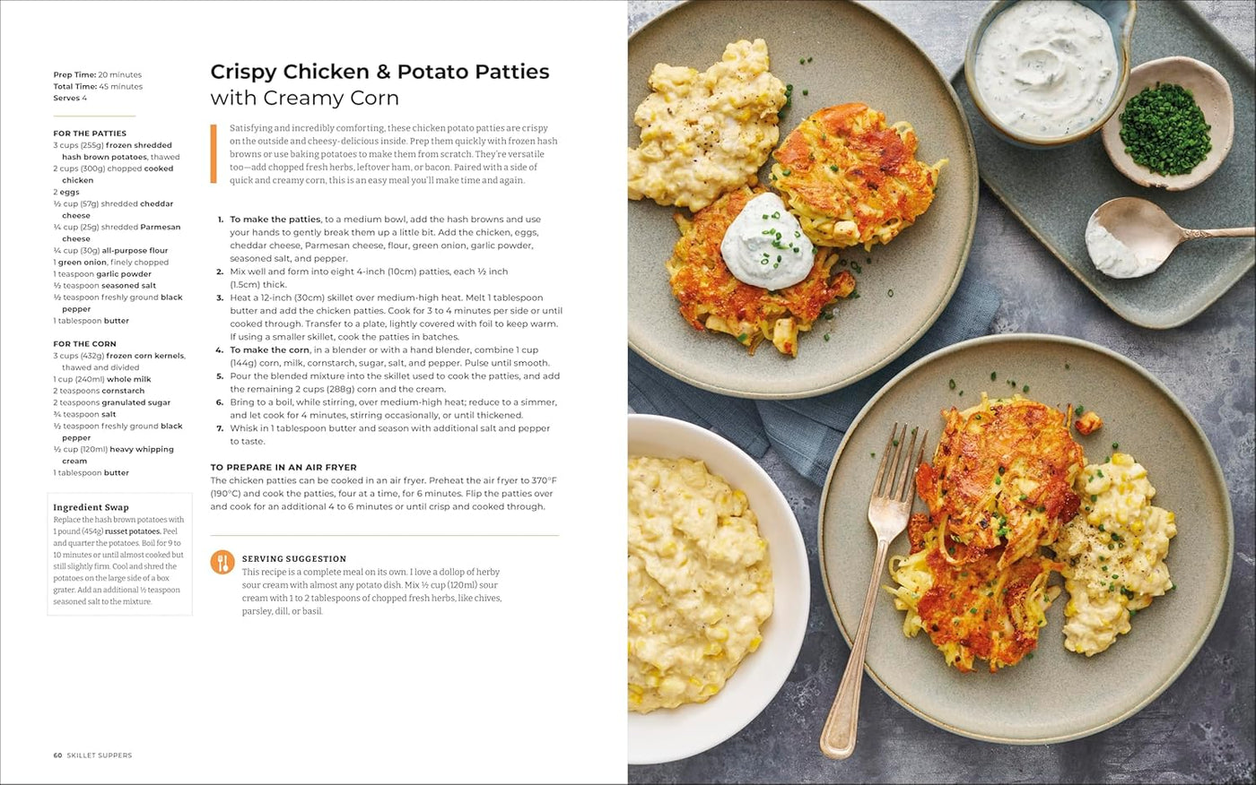 Page 60 (Crispy Chicken & Potato Patties with Creamy Corn)