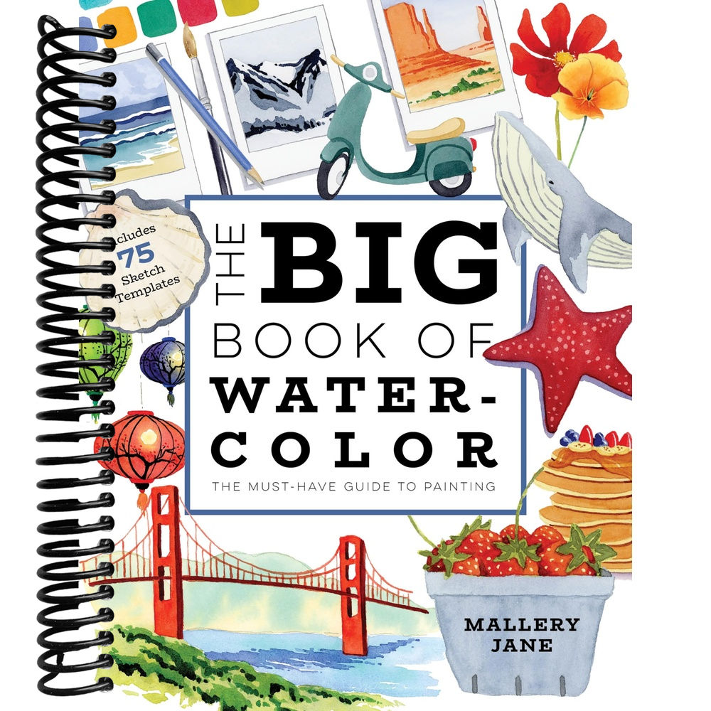 Book titled 'The Big Book of Water-Color' by Mallery Jane with colorful illustrations on a white background.