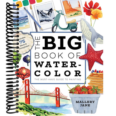 Book titled 'The Big Book of Water-Color' by Mallery Jane with colorful illustrations on a white background.