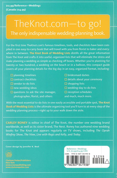 Back cover of The Knot Book of Wedding Lists