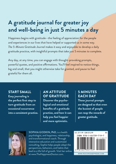 Back cover of the 5-minute Gratitude Journal