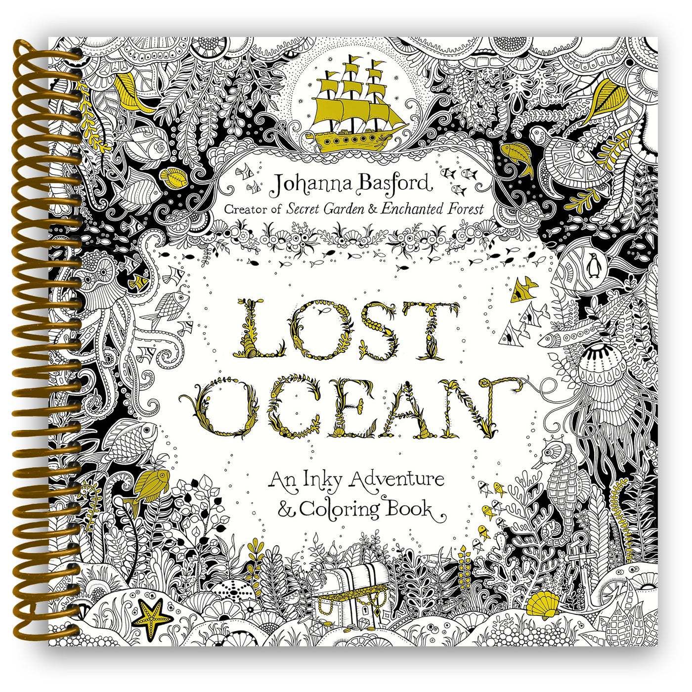Lost Ocean: An Inky Adventure and Coloring Book for Adults (Spiral Bound)