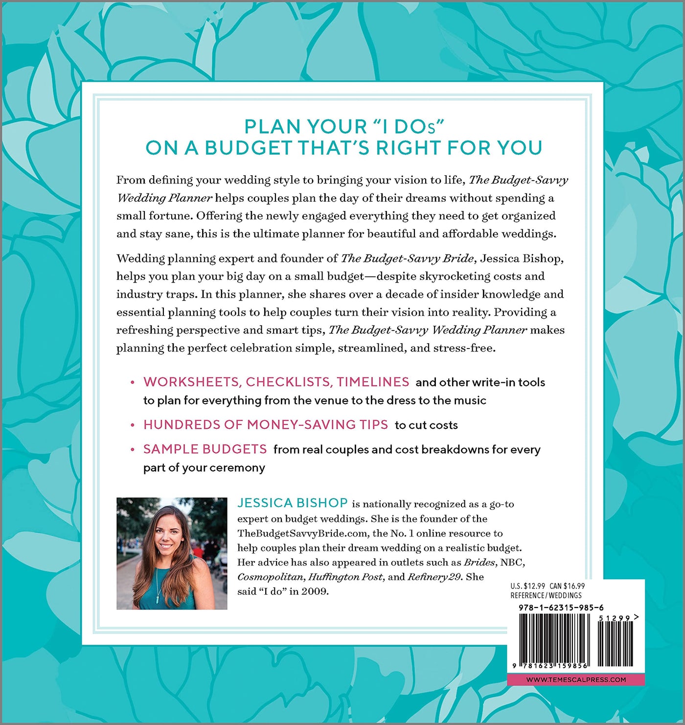 Back cover of the Budget Savvy Wedding Planner & Organizer